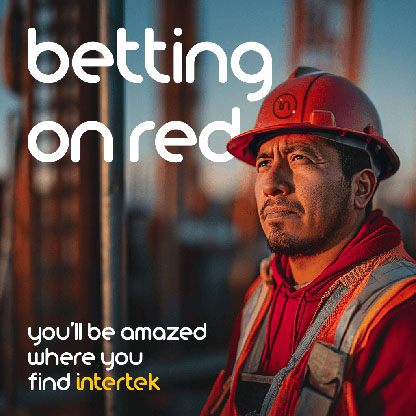 Industrial worker wearing red PPE